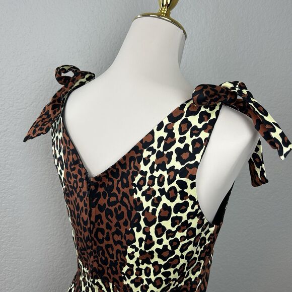 Deadly Dames Women's Tie Me Up Dress Animal Print Flare Size M - Picture 4 of 9